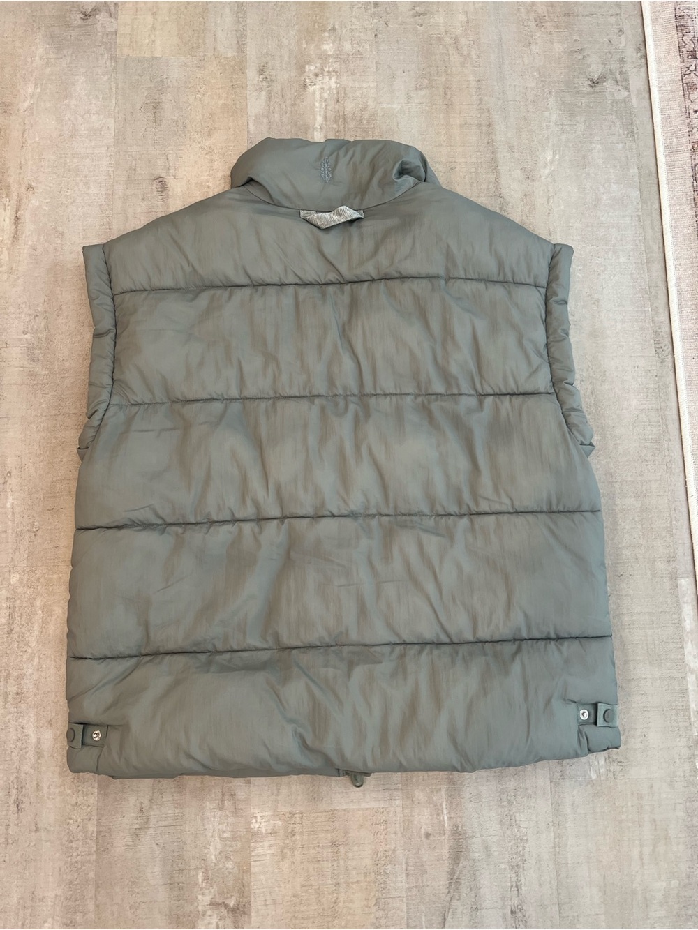 Free People Quilted Sleeveless Puffer Vest in Slate Green - Picture 3 of 3